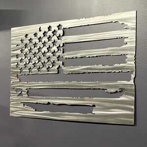 Metal Tattered American Flag wall art 13 1/2” X 24”